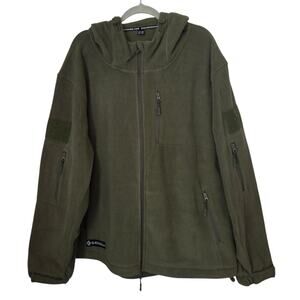 Baerskin Tactical Hoodie Mens Size 3XL‎ Green Pockets Hooded Fleece Full Zip